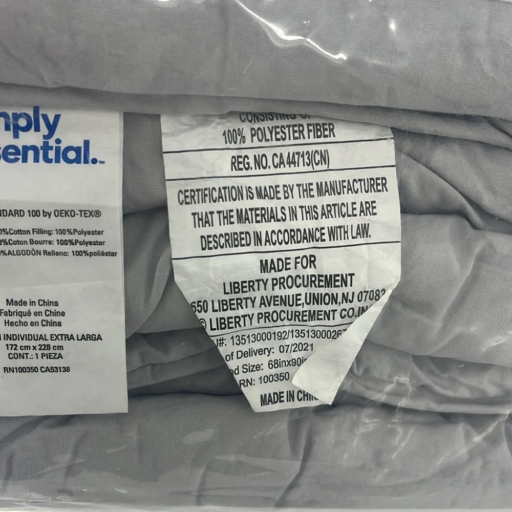SIMPLY ESSENTIAL Garment Washed Comforter Set Twin XL Microchip Grey